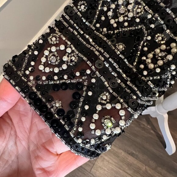 Jovani New York 100% Silk Black Beaded Formal Jacket with tie front, Size M/L? - Picture 8 of 16